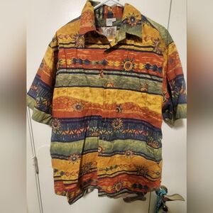 Pre-owned The Territory Ahead Button-up Shortsleeve Shirt  Geometric/Sun Design